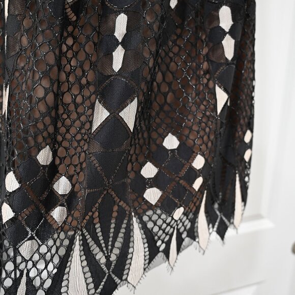 BCBGMaxAzria Size 4 Kailey Sleeveless A-Line Dress in Black Lace Handkerchief - Picture 4 of 10